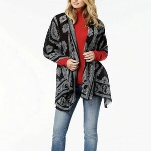 INC International clipped Geo Jacquard scarf black